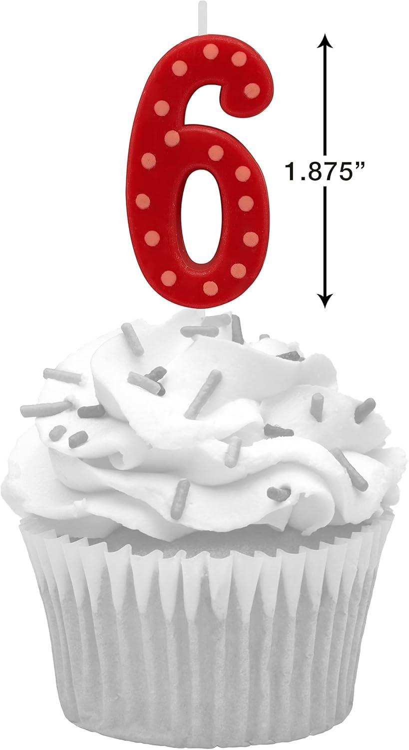 imagePapyrus Number 1 Birthday Candle Red Polka Dots 1CountNumber 6