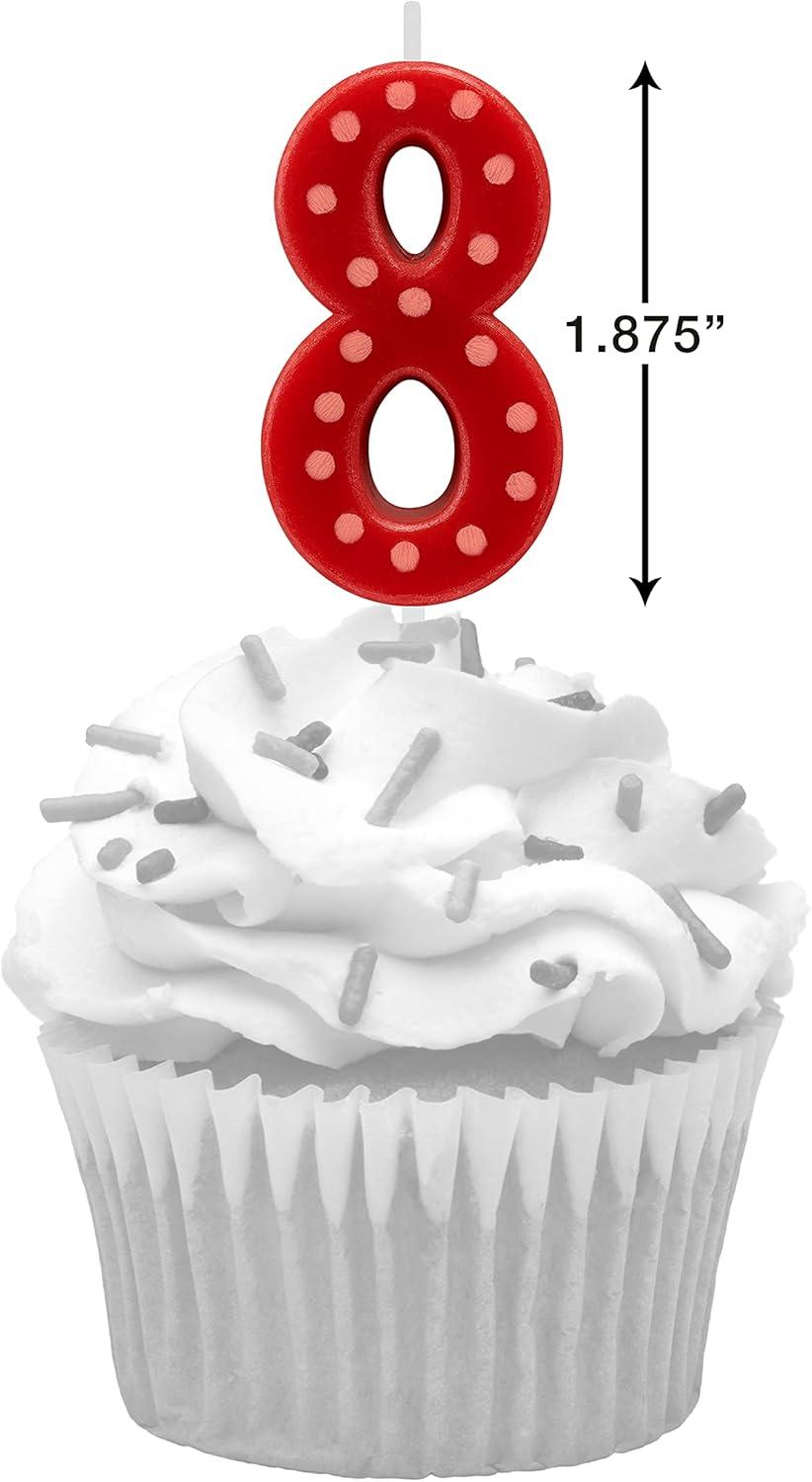 imagePapyrus Number 1 Birthday Candle Red Polka Dots 1CountNumber 8