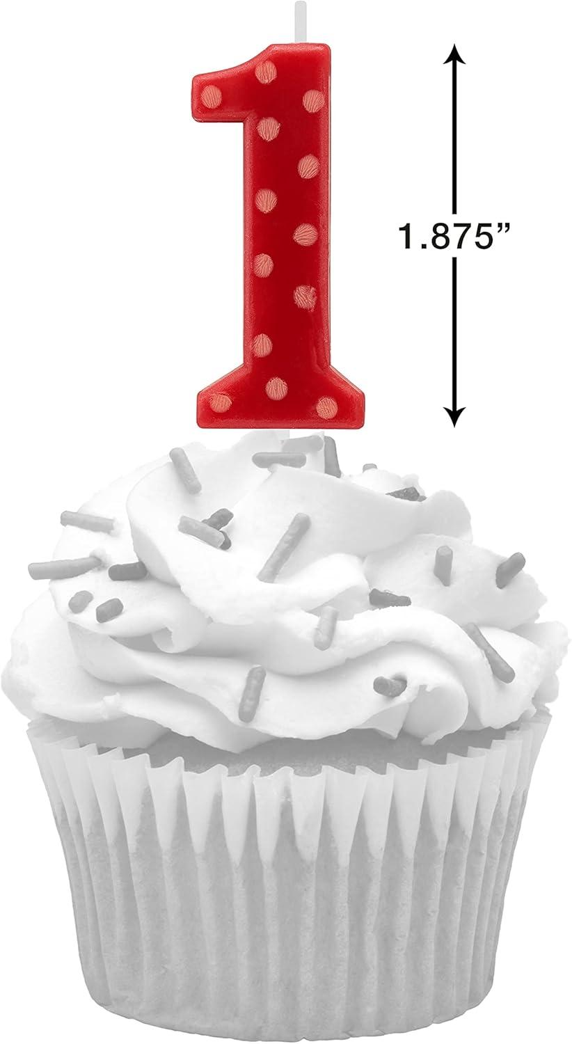 imagePapyrus Number 1 Birthday Candle Red Polka Dots 1CountRed Polka Dots Candles Pack