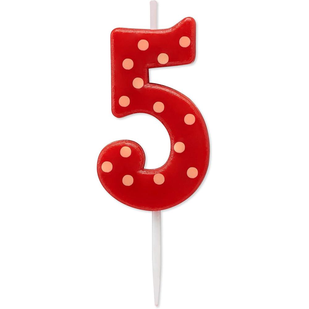 imagePapyrus Number 1 Birthday Candle Red Polka Dots 1CountNumber 5