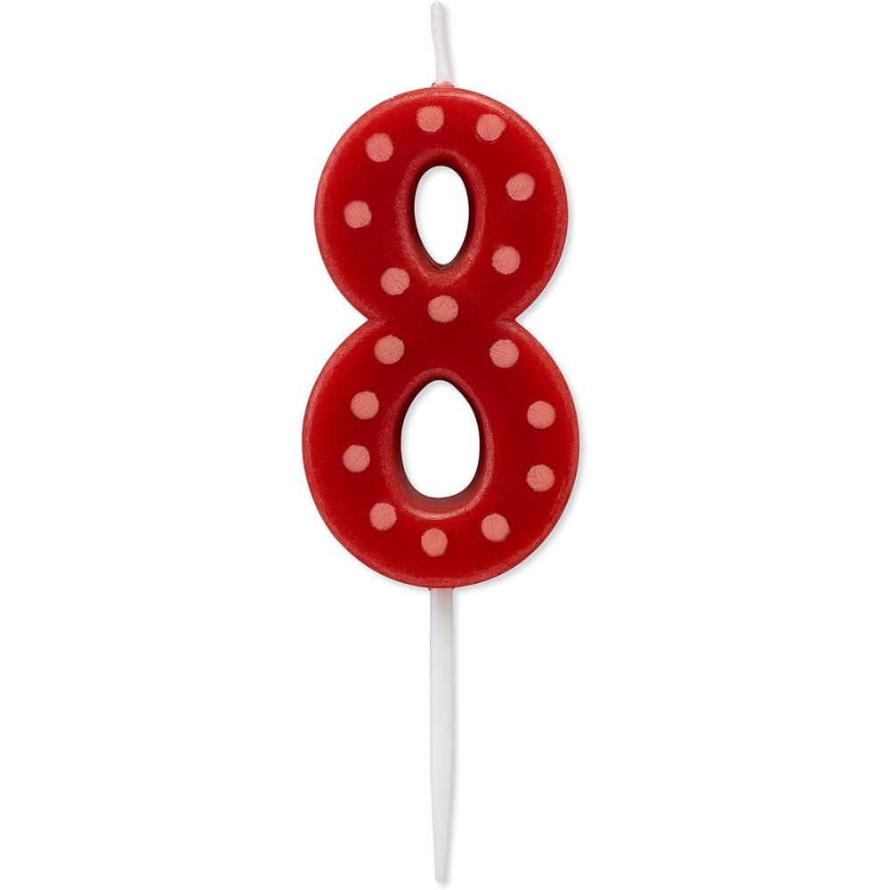 imagePapyrus Number 1 Birthday Candle Red Polka Dots 1CountNumber 8