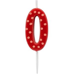 Papyrus Number 1 Birthday Candle, Red Polka Dots (1-Count)(Number 0)