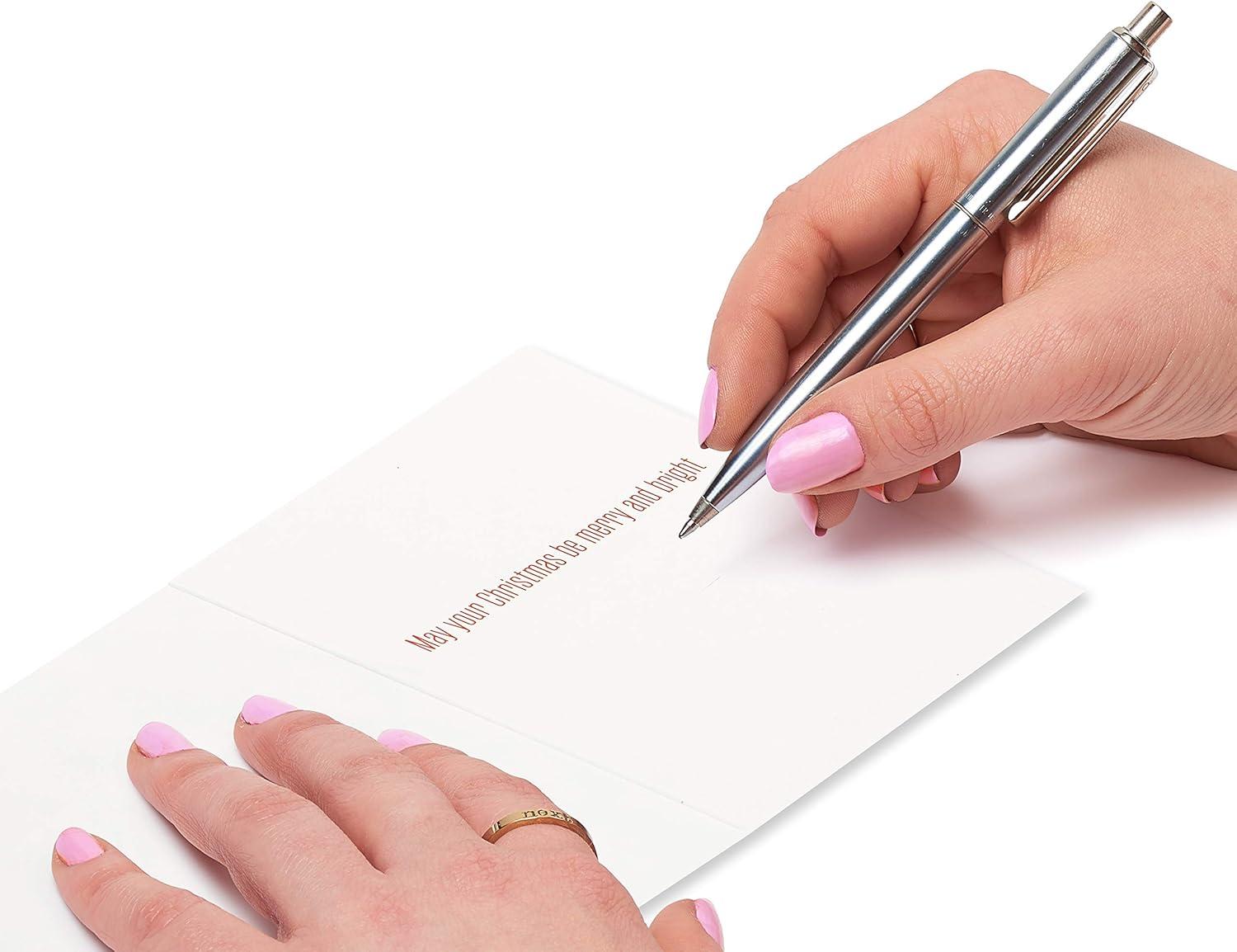 imagePapyrus Petite Holiday Christmas Cards Boxed Glitter Pine Trees with Santa 20CountPine Trees with Santa