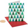 imagePapyrus Petite Holiday Christmas Cards Boxed Glitter Pine Trees with Santa 20CountPine Trees with Santa