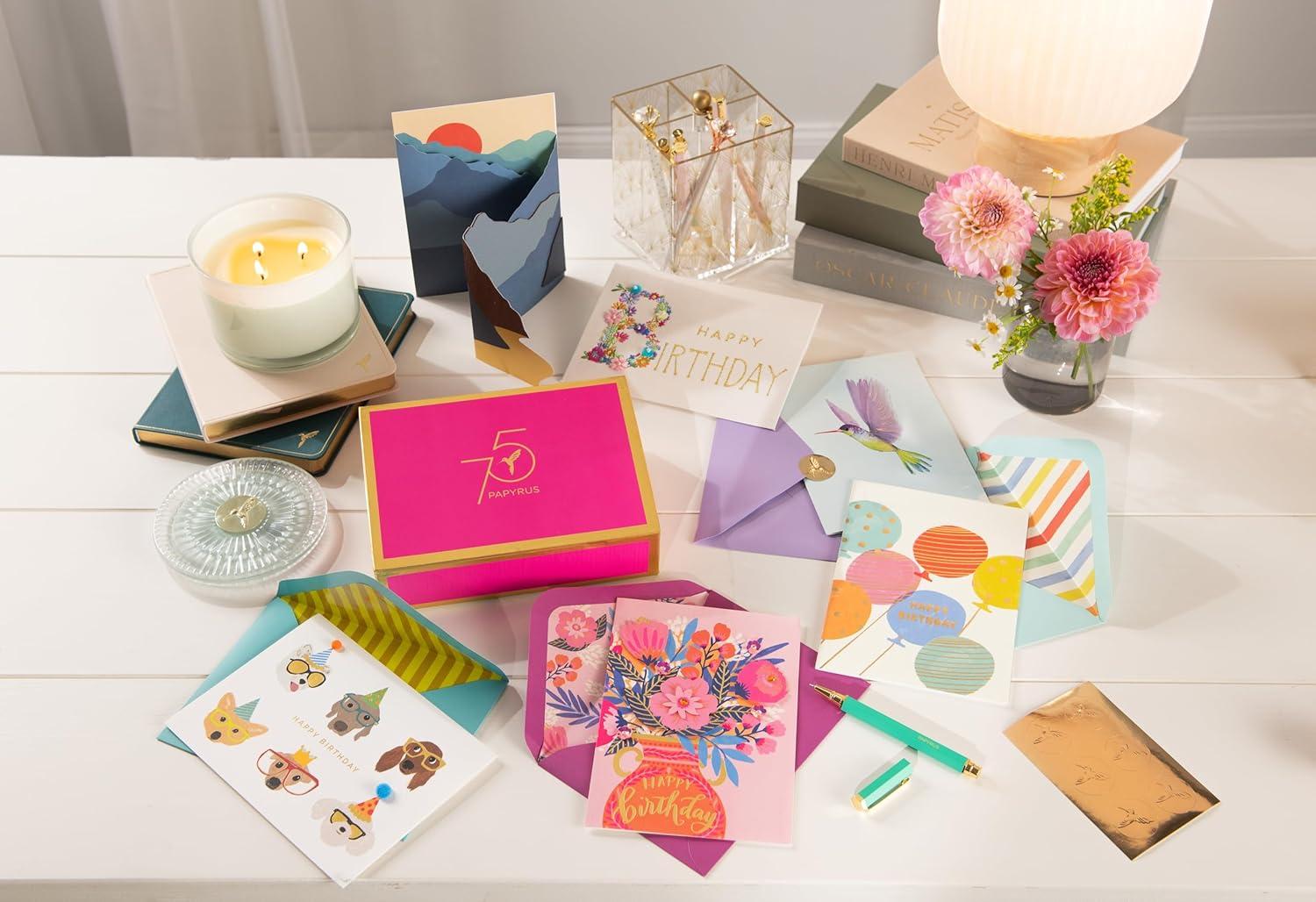 imagePapyrus 75th Anniversary Greeting Card Assortment for Birthday and All Occasion with Keepsake Box 6count