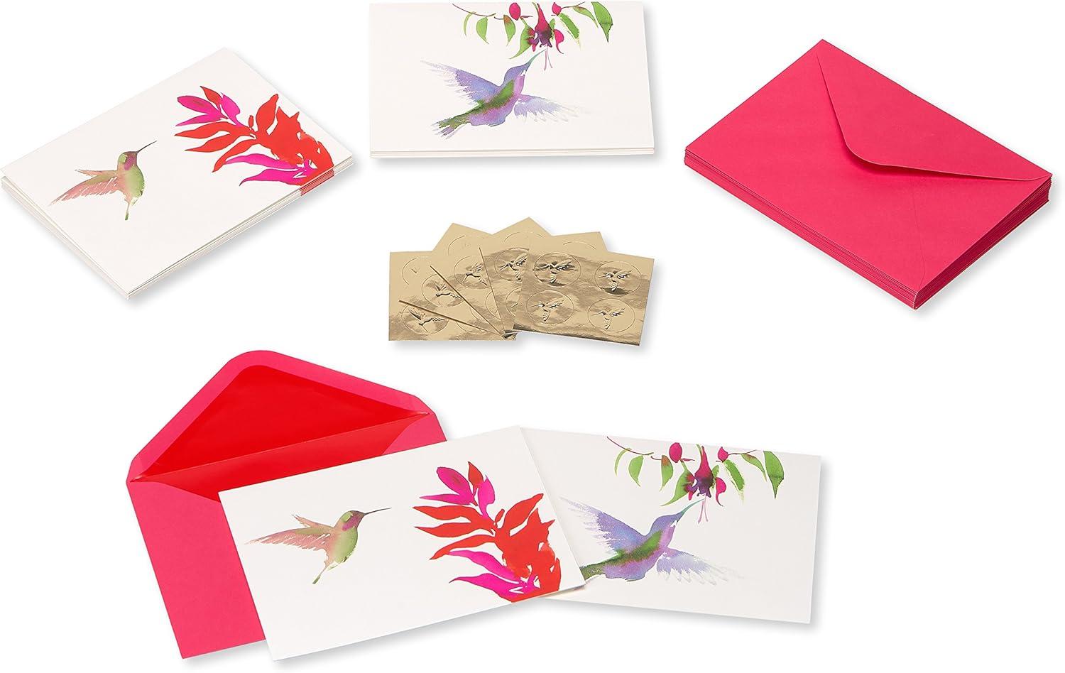 imagePapyrus Blank Cards with Envelopes Watercolor Hummingbirds 20Countred pink