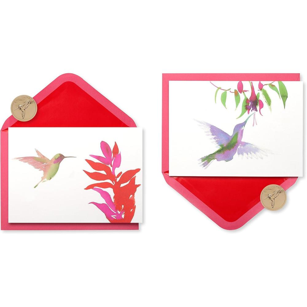 imagePapyrus Blank Cards with Envelopes Watercolor Hummingbirds 20Countred pink