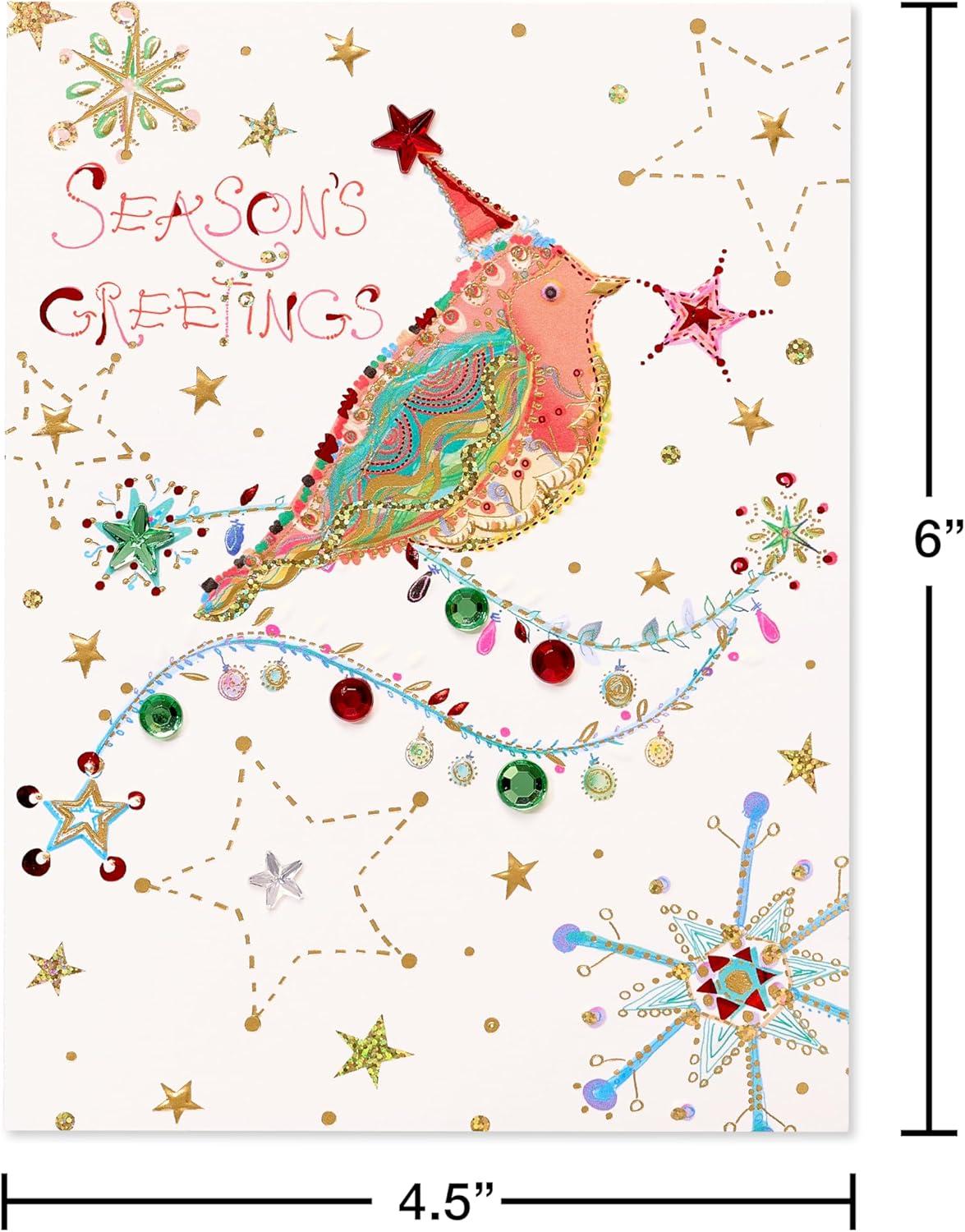 imagePapyrus Artistic Christmas Card with Festive Bird Designed by House of Turnowsky Heartfelt WishesFSC Holiday Bird W Hat