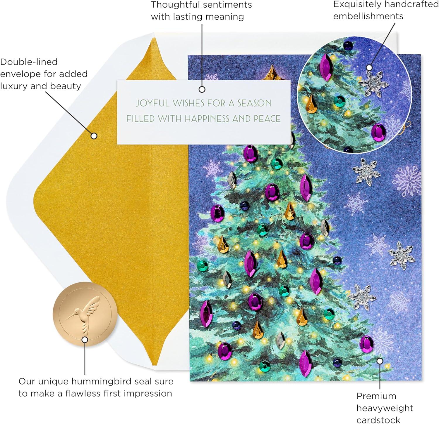 imagePapyrus Christmas Tree Card with Metallic Snowflakes Joyful WishesFSC Metallic Snowflake Tree