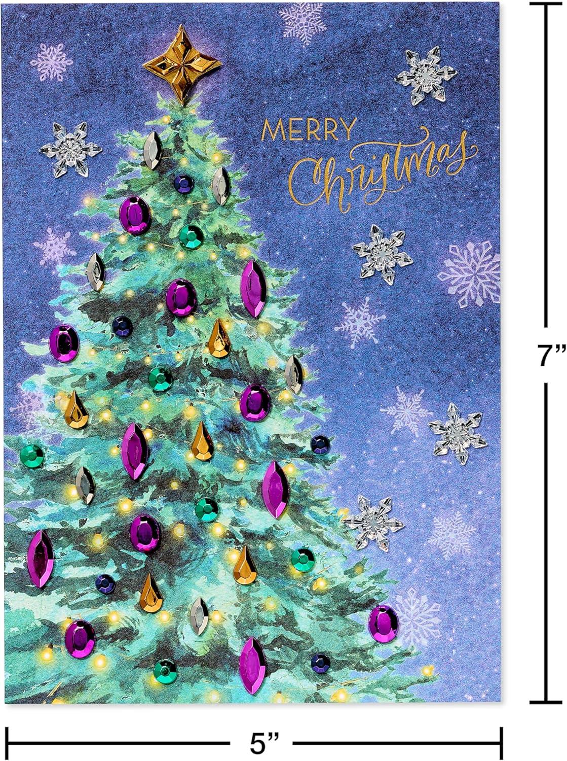 imagePapyrus Christmas Tree Card with Metallic Snowflakes Joyful WishesFSC Metallic Snowflake Tree
