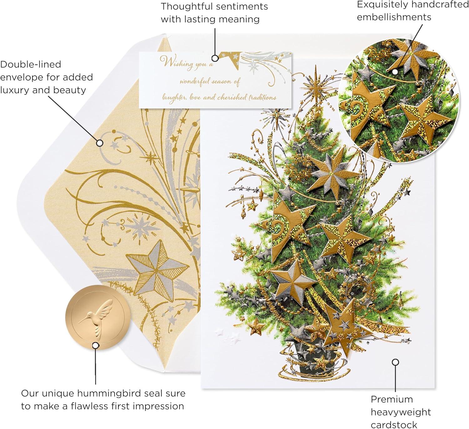 imagePapyrus Christmas Tree Card with Metallic Snowflakes Joyful WishesFSC Star Tree