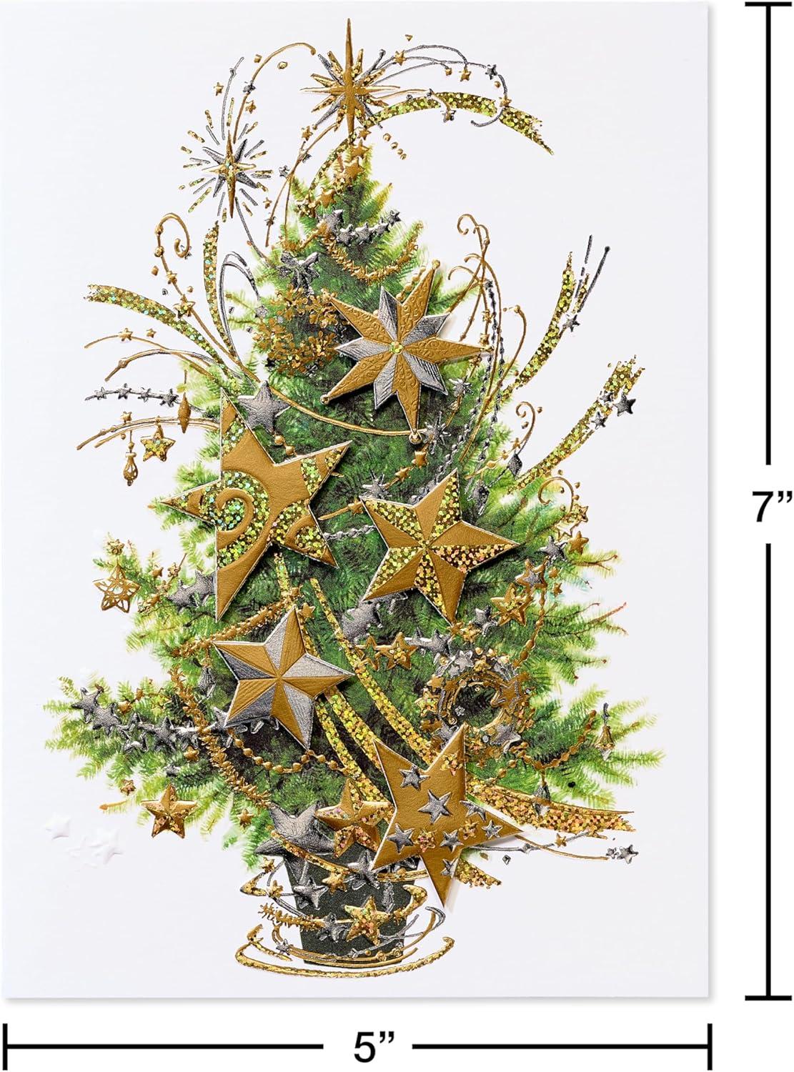 imagePapyrus Christmas Tree Card with Metallic Snowflakes Joyful WishesFSC Star Tree
