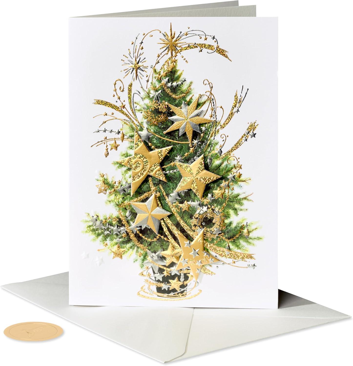 imagePapyrus Christmas Tree Card with Metallic Snowflakes Joyful WishesFSC Star Tree