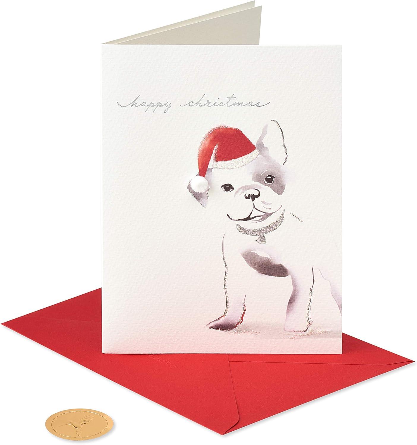 imagePapyrus Holiday Card with Dogs Perfect for Animal Lovers Truly PawsomeFSC SANTA FRENCHIE
