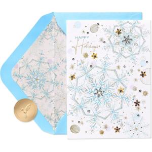 Papyrus Artistic Christmas Card with Festive Bird – Designed by House of Turnowsky (Heartfelt Wishes)(FSC Icy Snowflake Magic)