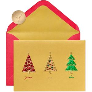 Papyrus Christmas Tree Card – Red, Green and Gold Trio (A Special Wish)(FSC Christmas Tree Trio)