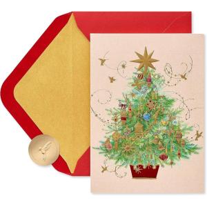 Papyrus Christmas Tree Card – Red, Green and Gold Trio (A Special Wish)(Warmest Wishes)