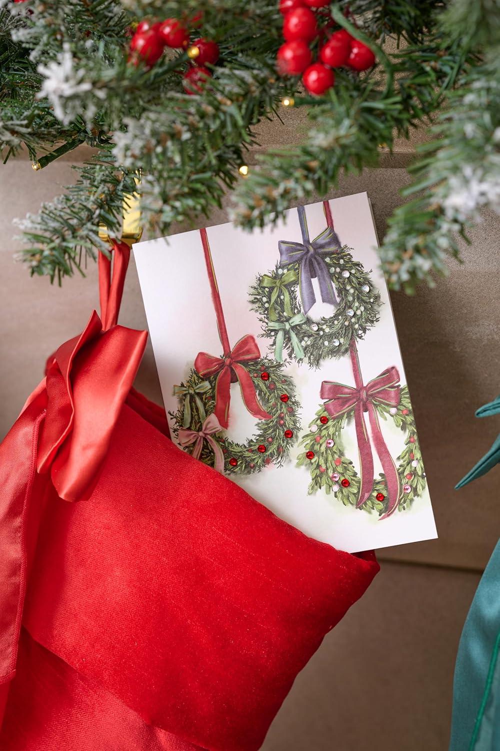 imagePapyrus Elegant Gold Christmas Card with Intricate Detailing Special WishesFSC Hanging Wreaths