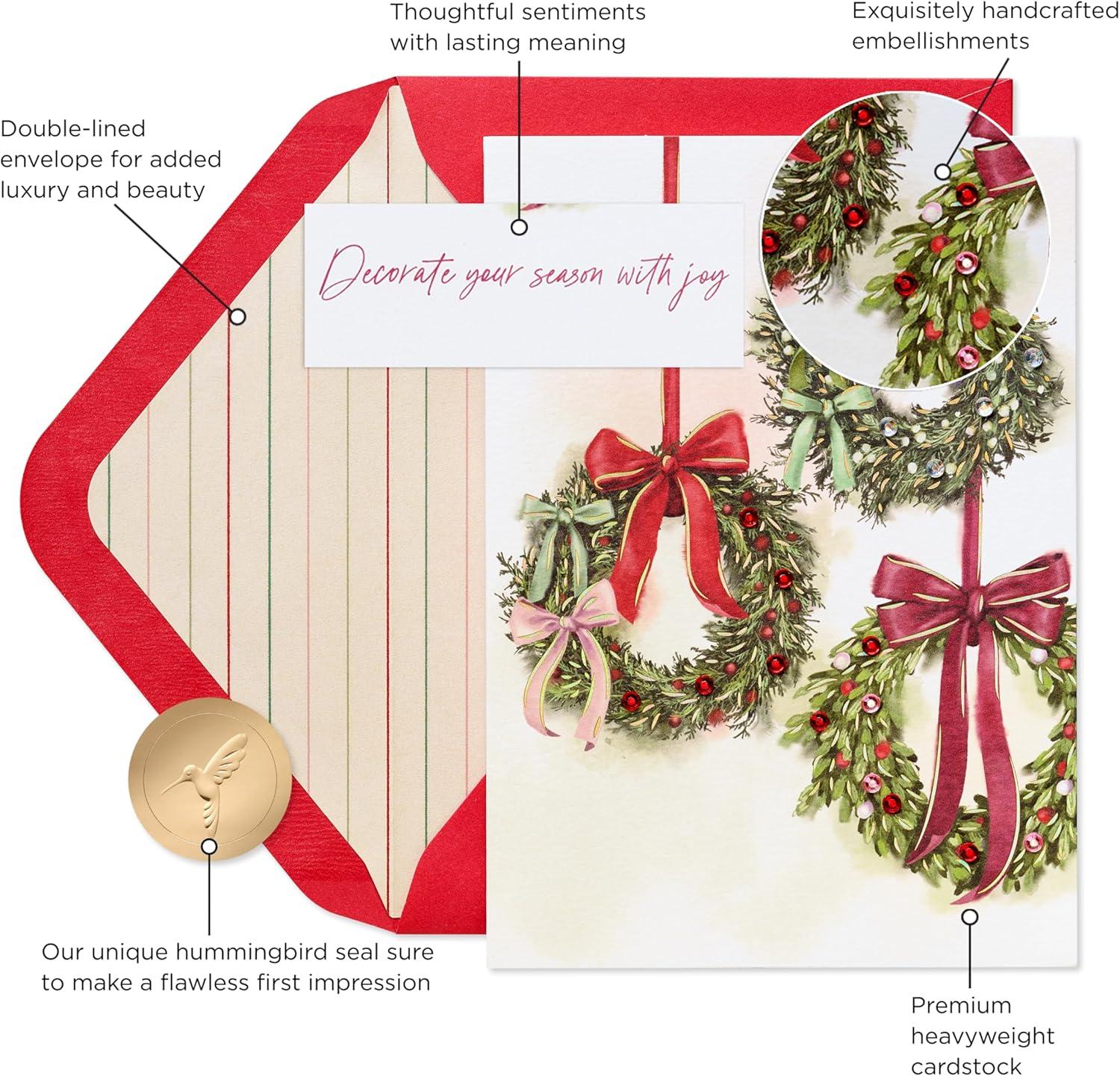 imagePapyrus Elegant Gold Christmas Card with Intricate Detailing Special WishesFSC Hanging Wreaths