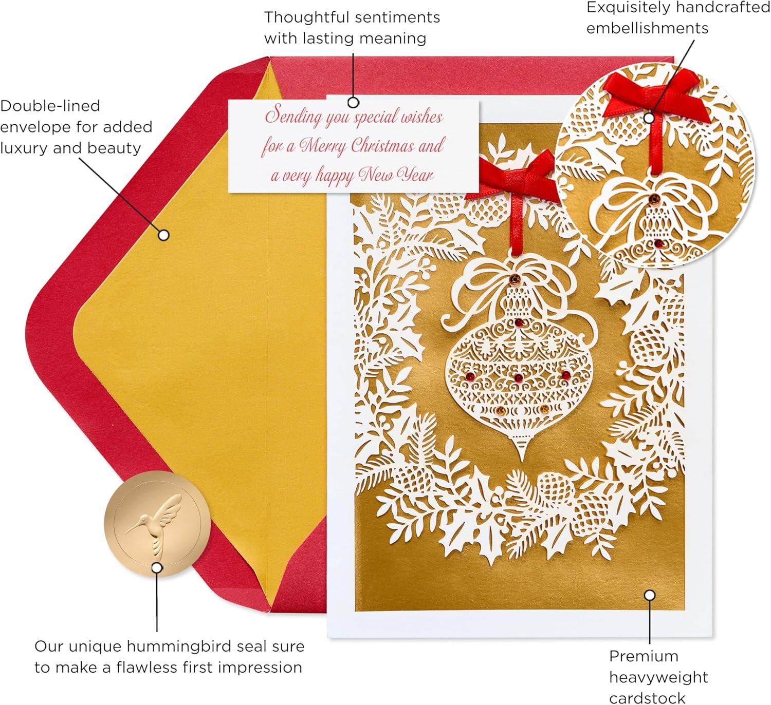 imagePapyrus Elegant Gold Christmas Card with Intricate Detailing Special WishesFSC Lasercut Ornament