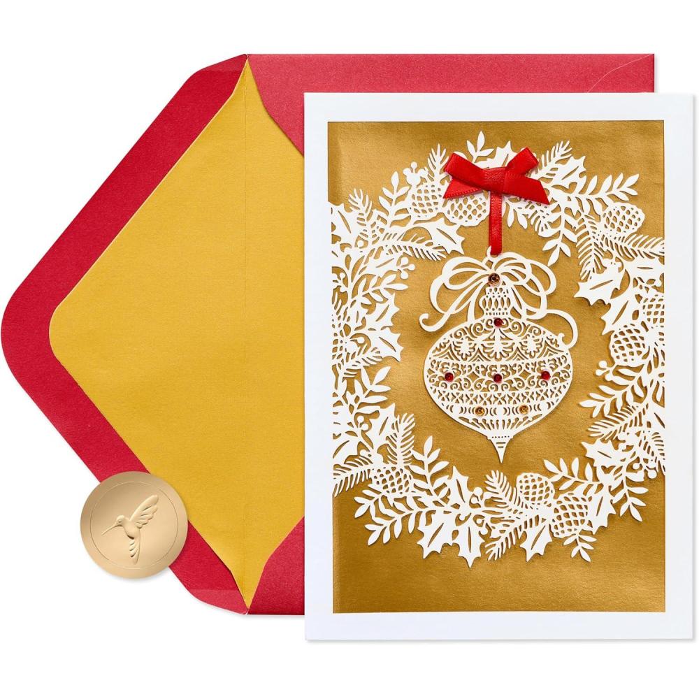 imagePapyrus Elegant Gold Christmas Card with Intricate Detailing Special WishesFSC Lasercut Ornament
