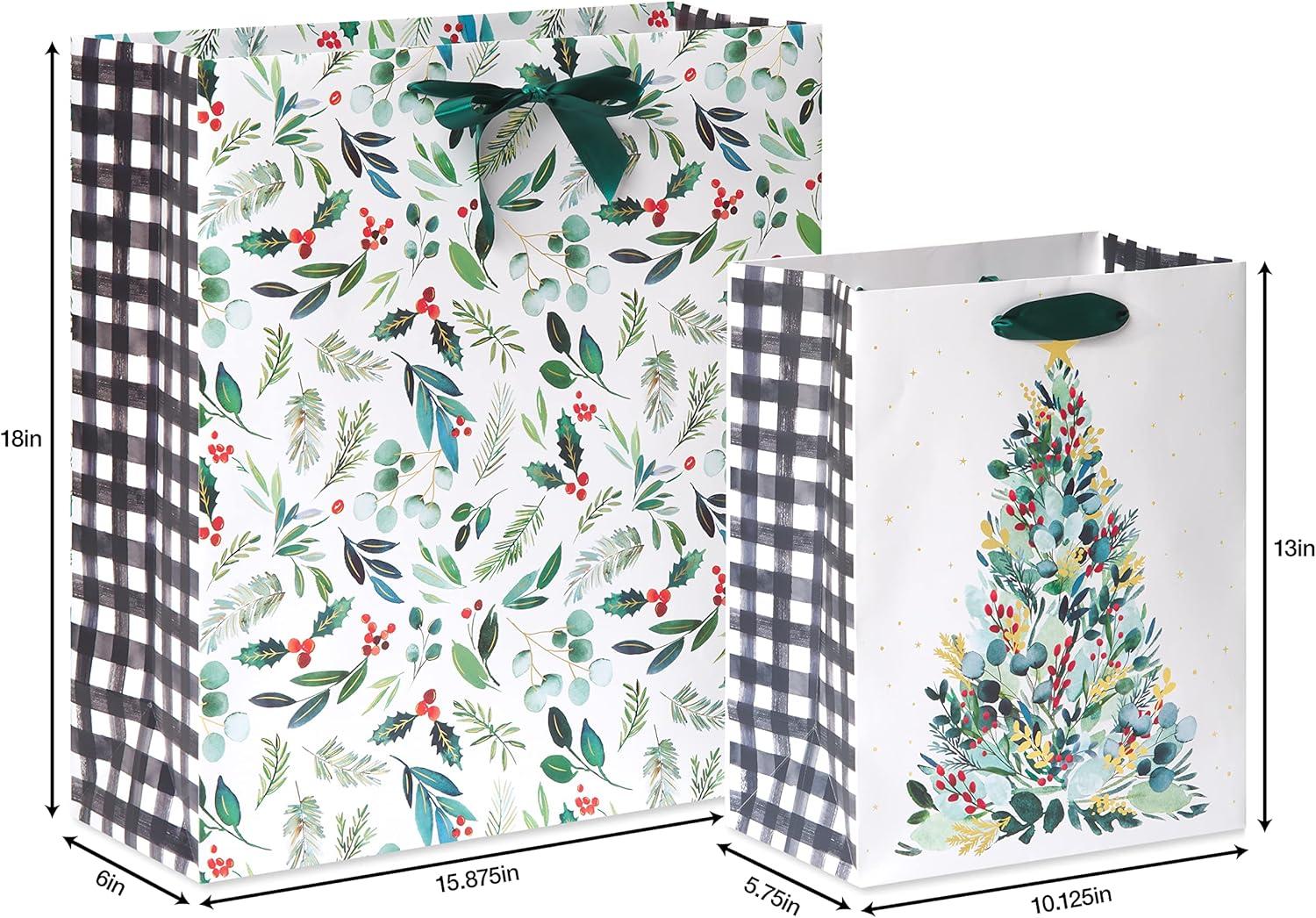 image:imagePapyrus Christmas Gift Bags with Tissue Paper Joyful Tradition 2 Bags 1 Jumbo 18 1 Large 13 18 Sheets