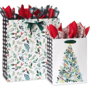 Papyrus Christmas Gift Bags with Tissue Paper, Joyful Tradition (2 Bags 1 Jumbo 18″, 1 Large 13″, 18 Sheets)