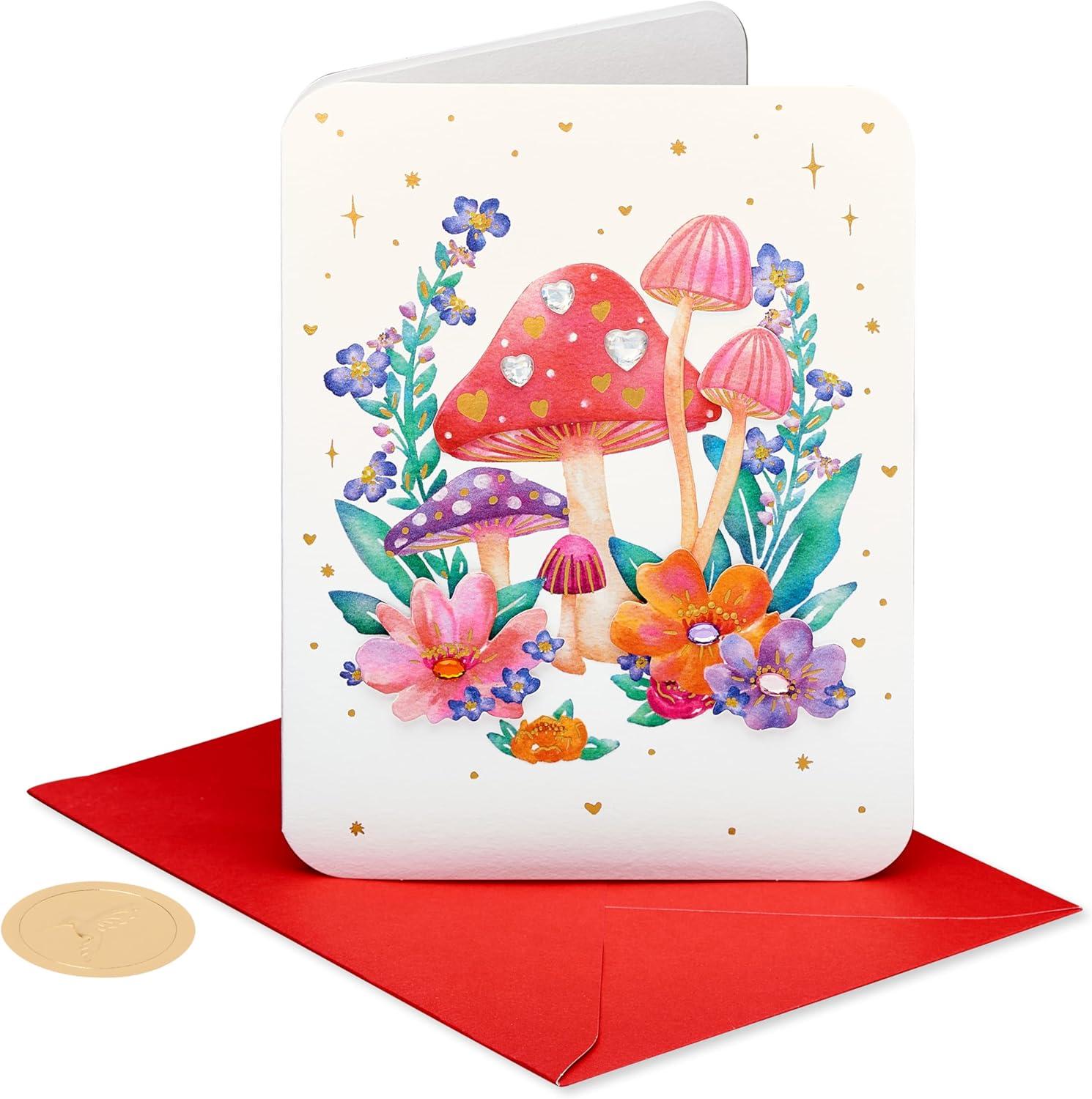 image:imagePapyrus Blank Valentines Day Card Mushrooms and FlowersMushrooms and Flowers