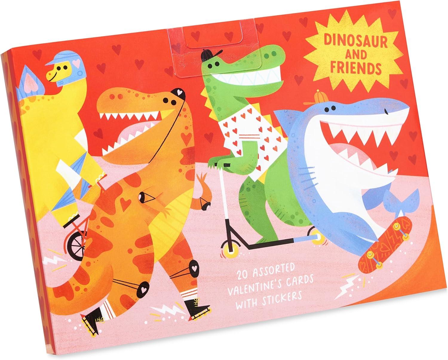 image:imagePapyrus Blank Valentines Day Cards 5x7 and Stickers for Kids School and Classroom Exchange Dinosaurs 20Count