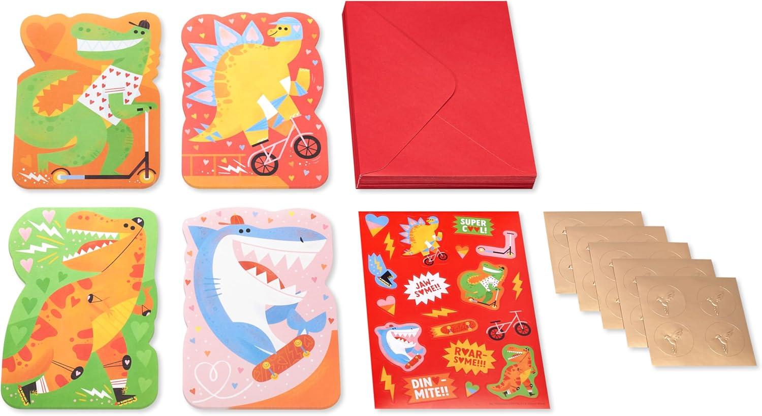 image:imagePapyrus Blank Valentines Day Cards 5x7 and Stickers for Kids School and Classroom Exchange Dinosaurs 20Count