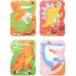 Papyrus Blank Valentines Day Cards (5×7) and Stickers for Kids School and Classroom Exchange, Dinosaurs (20-Count)