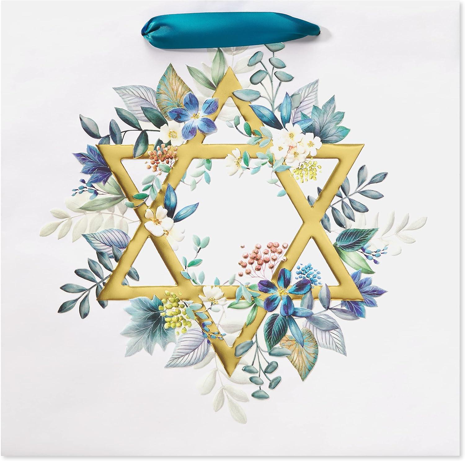 image:imagePapyrus 114 Large Hanukkah Gift Bag with Tissue Paper Star of David 1 Bag 9 Sheets