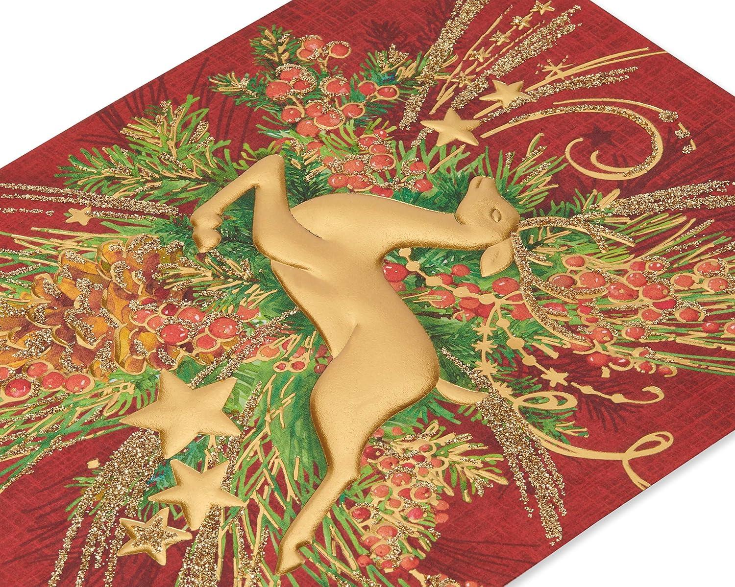 image:imagePapyrus Boxed Christmas Cards with Envelopes Warm Wishes Gold Reindeer 12Count
