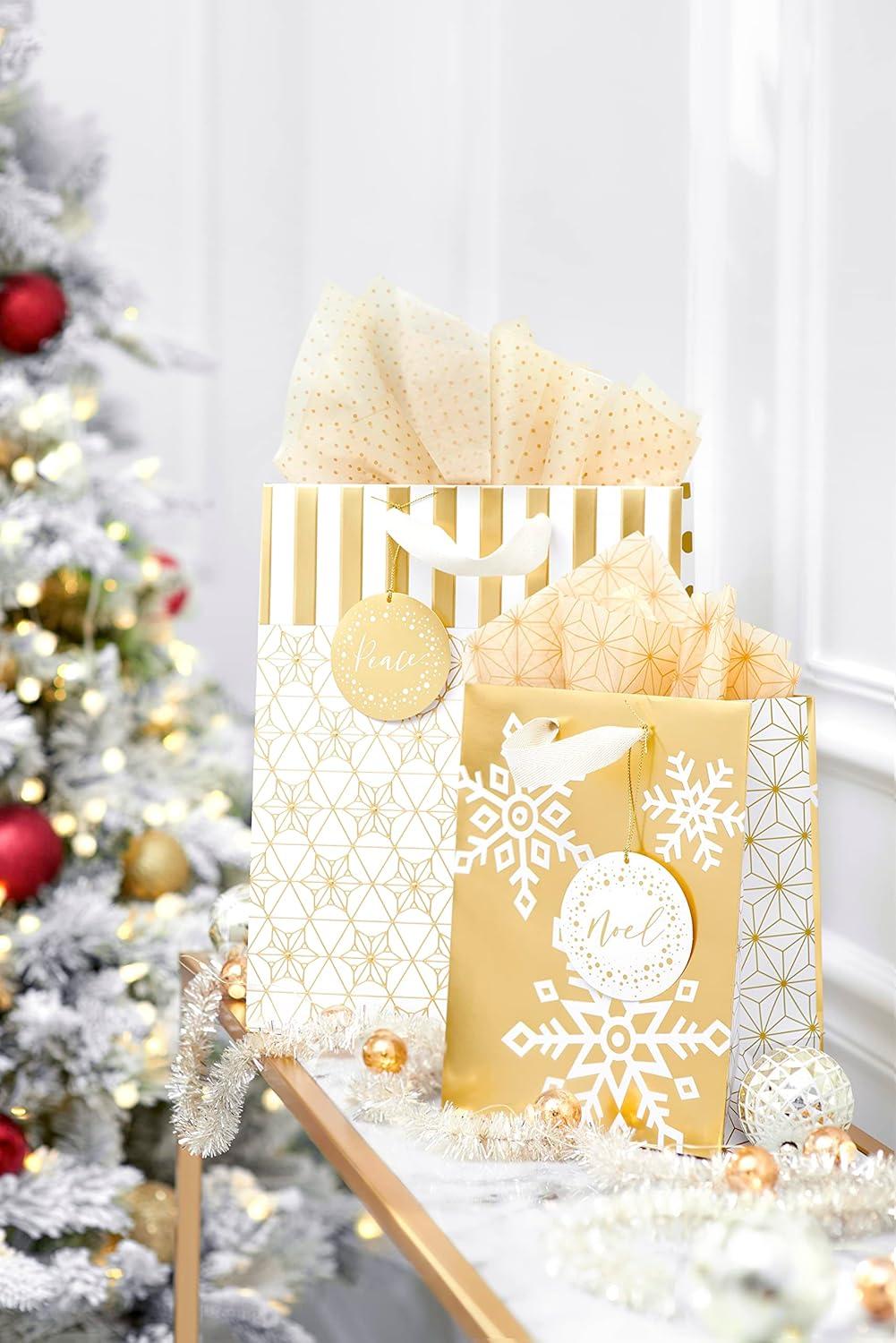 image:imagePapyrus Gift Bags with Tissue Paper Winter Wonder for Christmas Hanukkah Kwanzaa and All Holidays 2 Bags 1 Large 13 1 Medium 9 18 Sheets