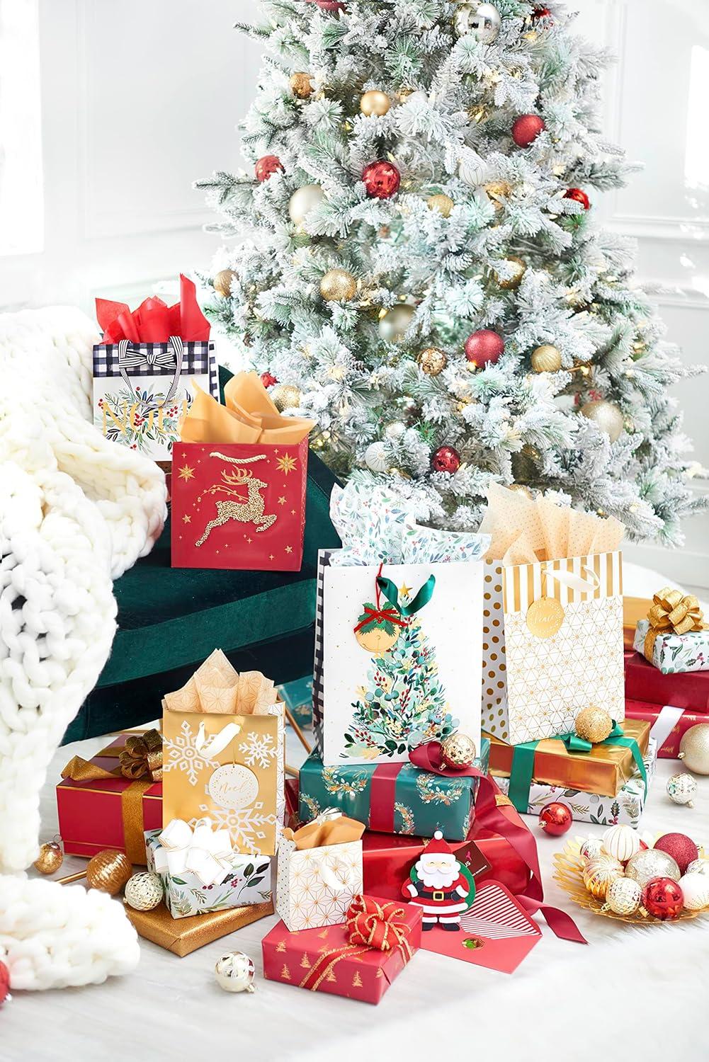 image:imagePapyrus Gift Bags with Tissue Paper Winter Wonder for Christmas Hanukkah Kwanzaa and All Holidays 2 Bags 1 Large 13 1 Medium 9 18 Sheets