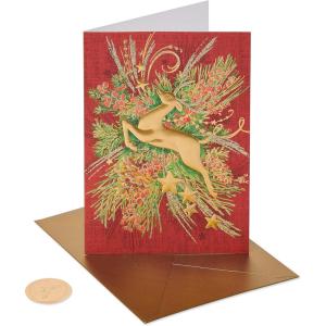 Papyrus Boxed Christmas Cards with Envelopes, Warm Wishes, Gold Reindeer (12-Count)