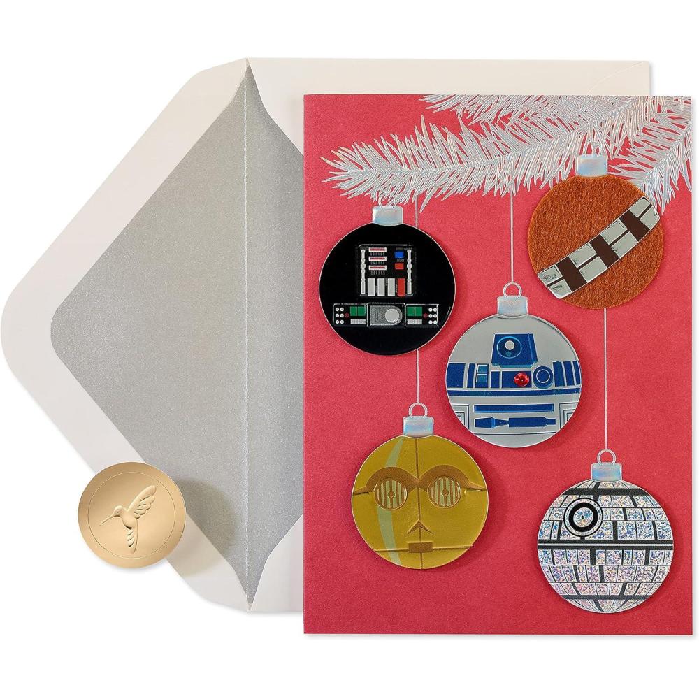 image:imagePapyrus Star Wars Boxed Christmas Cards with Envelopes Merry Force Be with You GlitterFree Ornaments 8Count